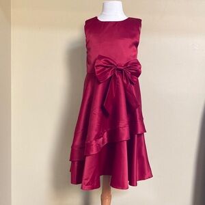 Elegant Dark Red Satin Holiday Dressy Special Occasion Cruise Girls Dress
